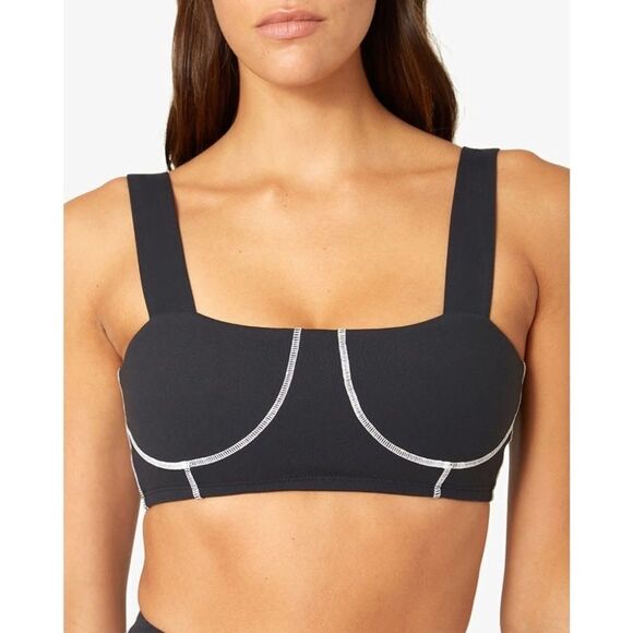 We Wore What Black Corset Style Sport Bra Top Sz L - Picture 1 of 7